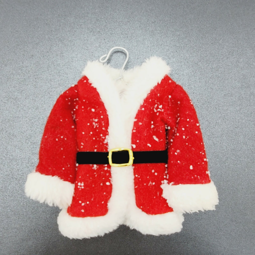 Santa's Coat with Fuzzy Trim Glitter Accents Christmas Tree Ornament 6.5"