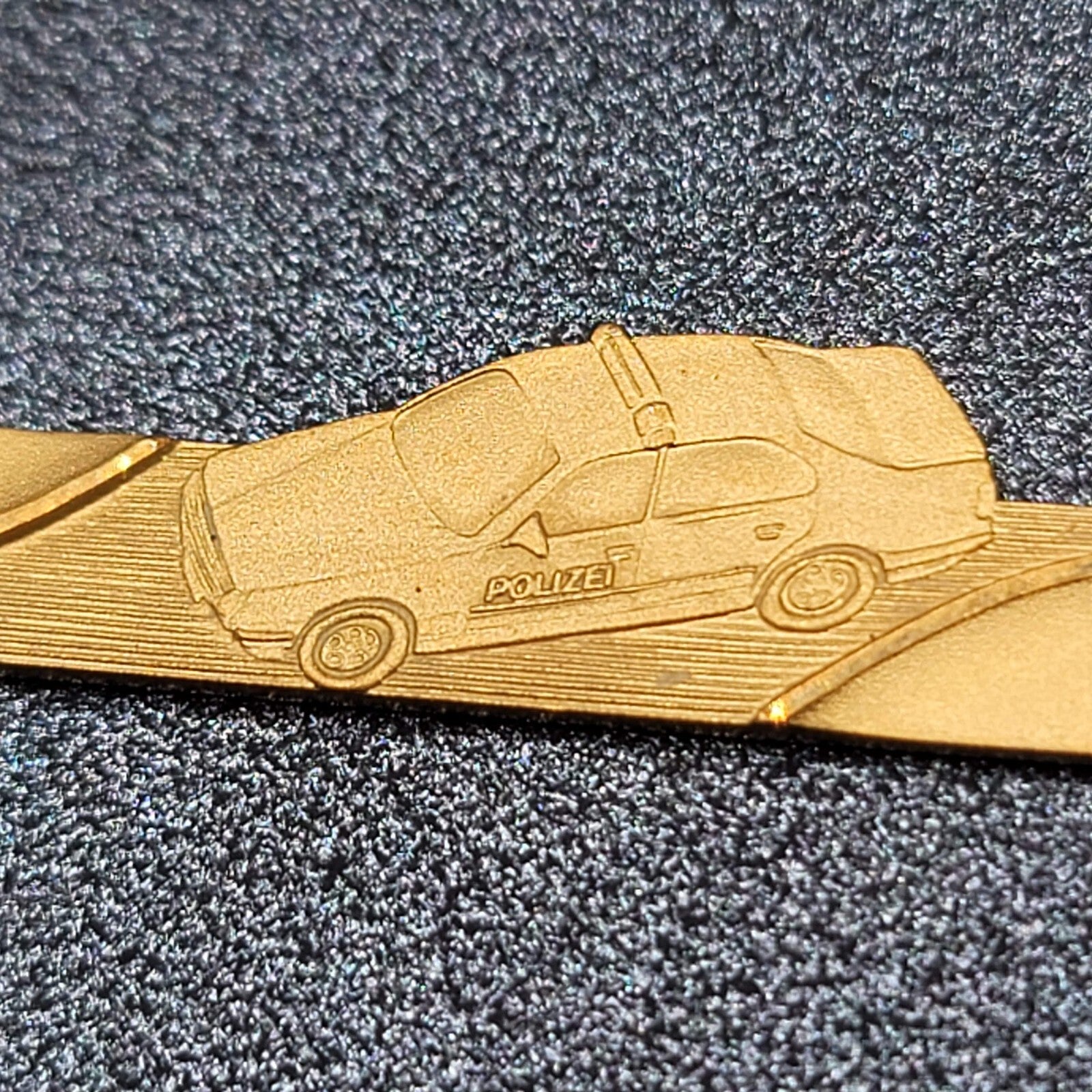 Vintage Sporrong Polizei Police Car Tie Clip Bar Gold Plated 2 5/8"