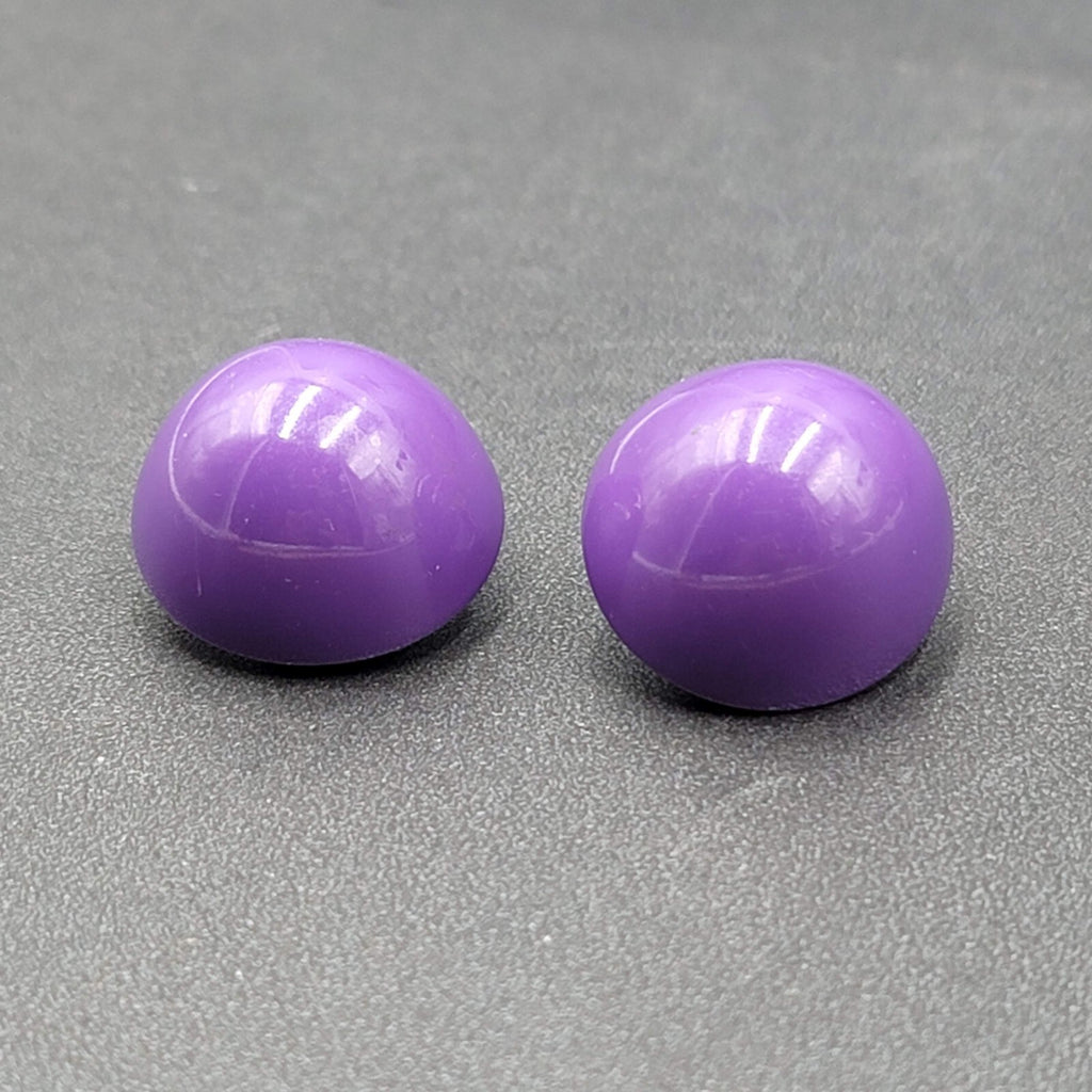 Vintage Clip on Earrings Purple Acrylic Dome Studs 1"