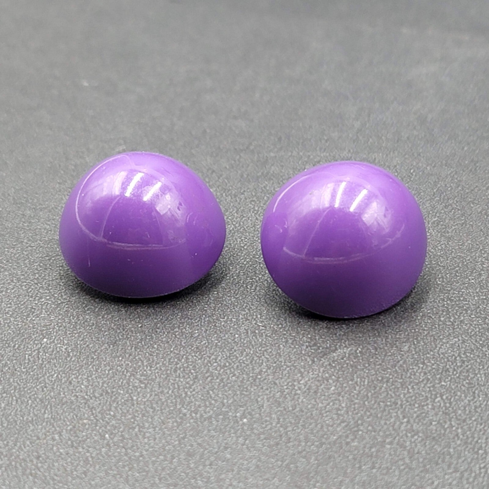 Vintage Clip on Earrings Purple Acrylic Dome Studs 1"