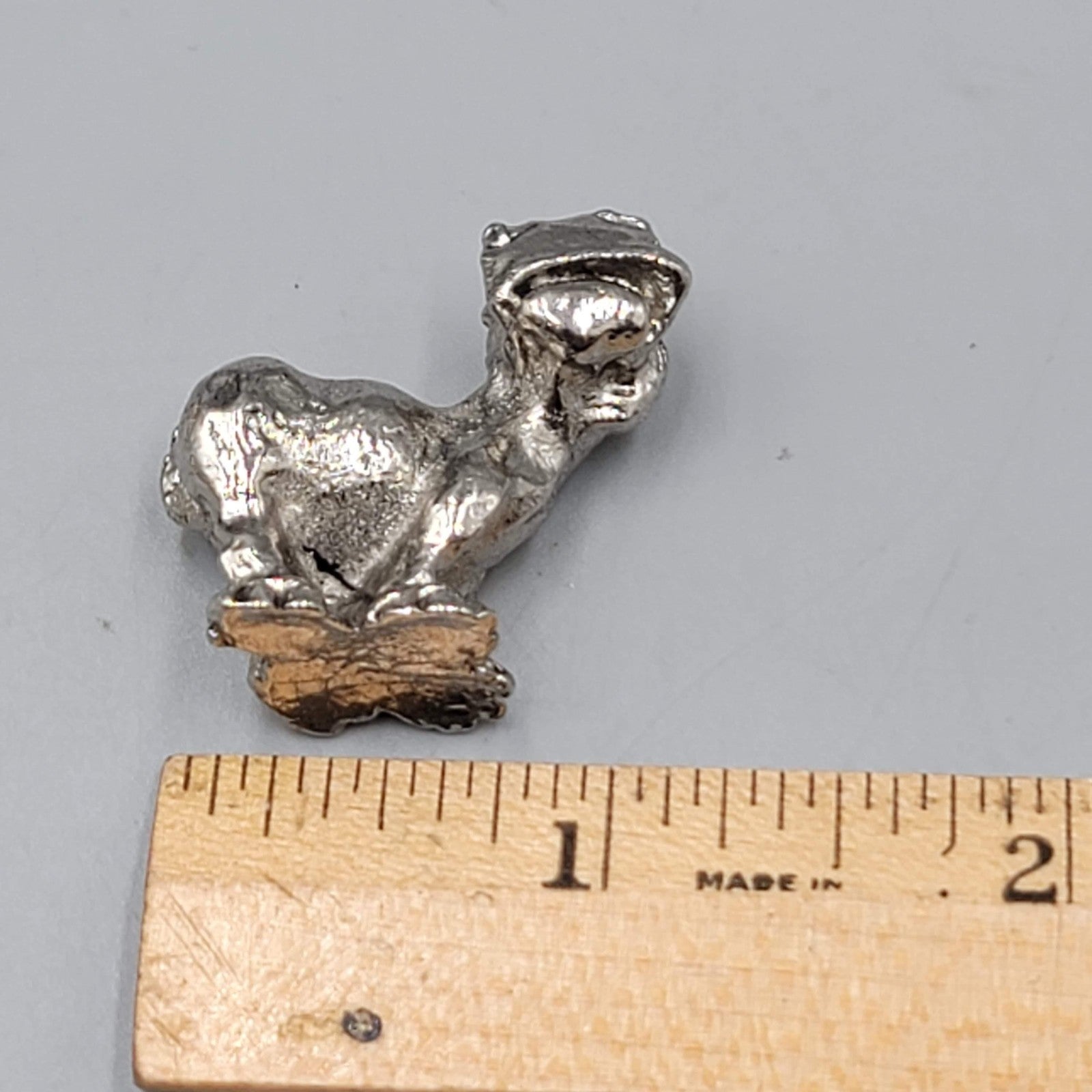 Mini Hippo Figurine Tiny Animal Sculpture Miniature Solid Pewter 1 in