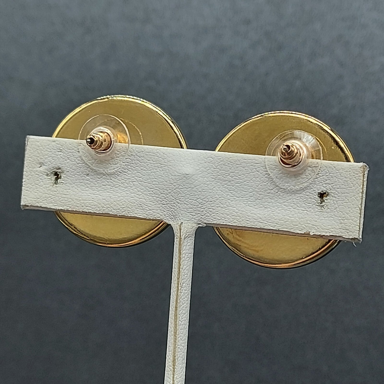 Pierced Earrings Gold tone Hot Pink Domed Studs 1 1/8"