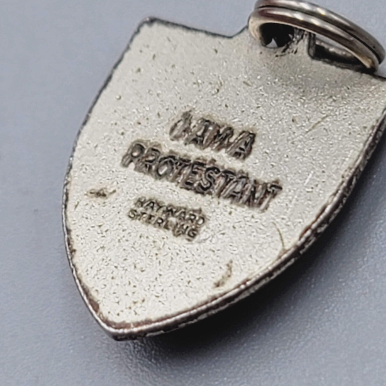 Vintage Hayward Sterling Silver I AM A PROTESTANT Charm 3/4"