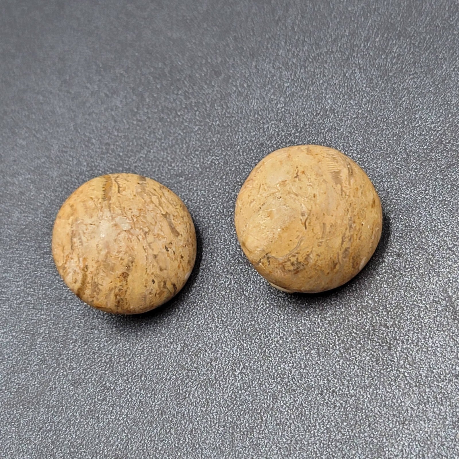 Vintage Clip on Earrings Agate Stone Dome Round 1"