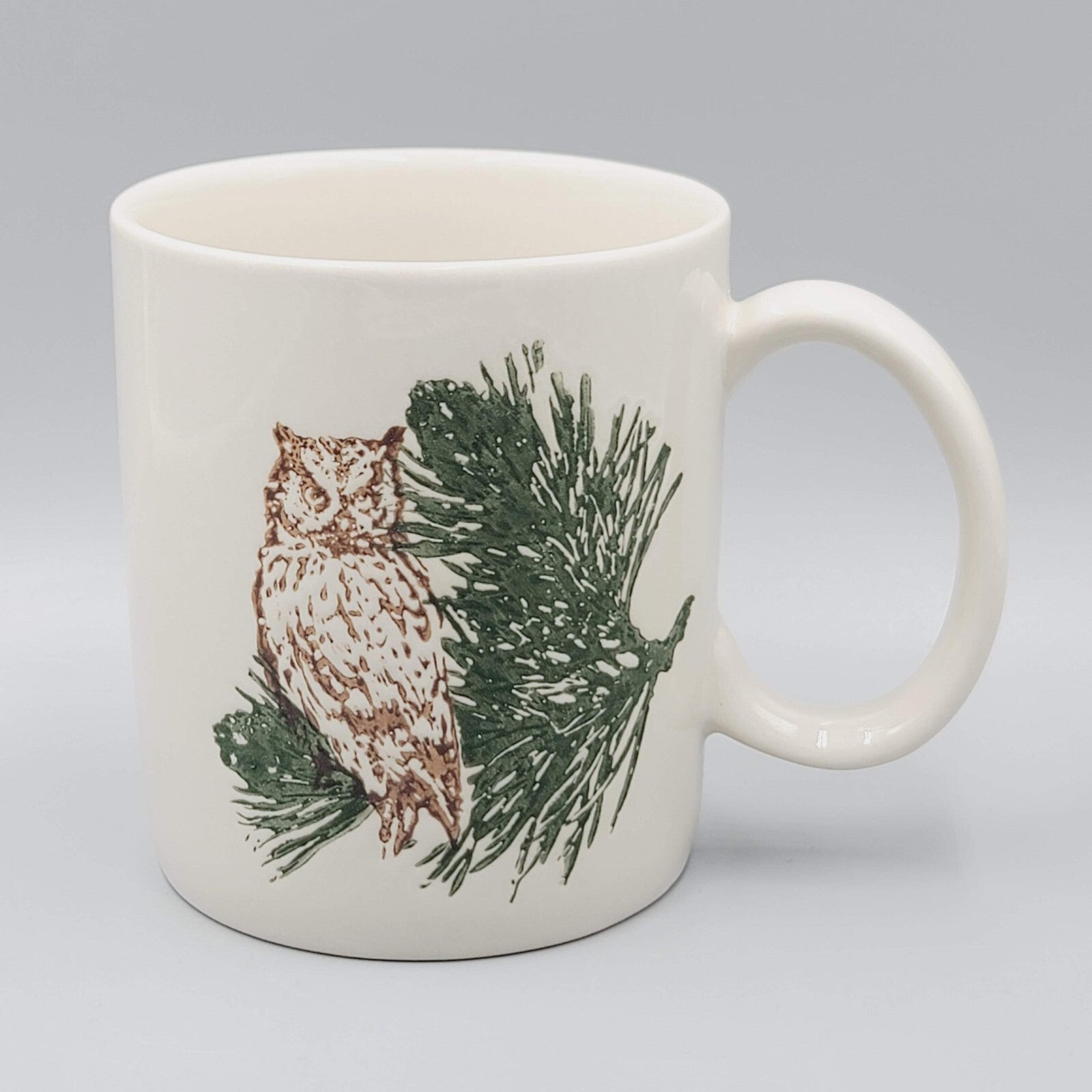 Owl Coffee Mug Embossed Bird White Ceramic  Cup Tag Brand