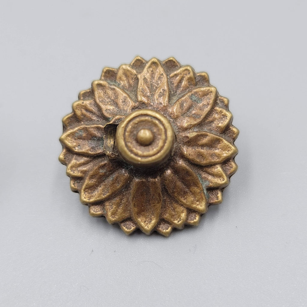 Vtg Sunflower Brass FACE Plates Ornate Bail Pull Replacement Set of 2 - 1 1/8"
