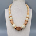 Vintage Large Statement Graduated Wood Bead Necklace 18"