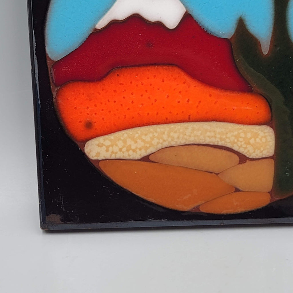 Simagres Made in Italy Ceramic Art Tile Trivet Enamel Desert Cactus Southwest 6"