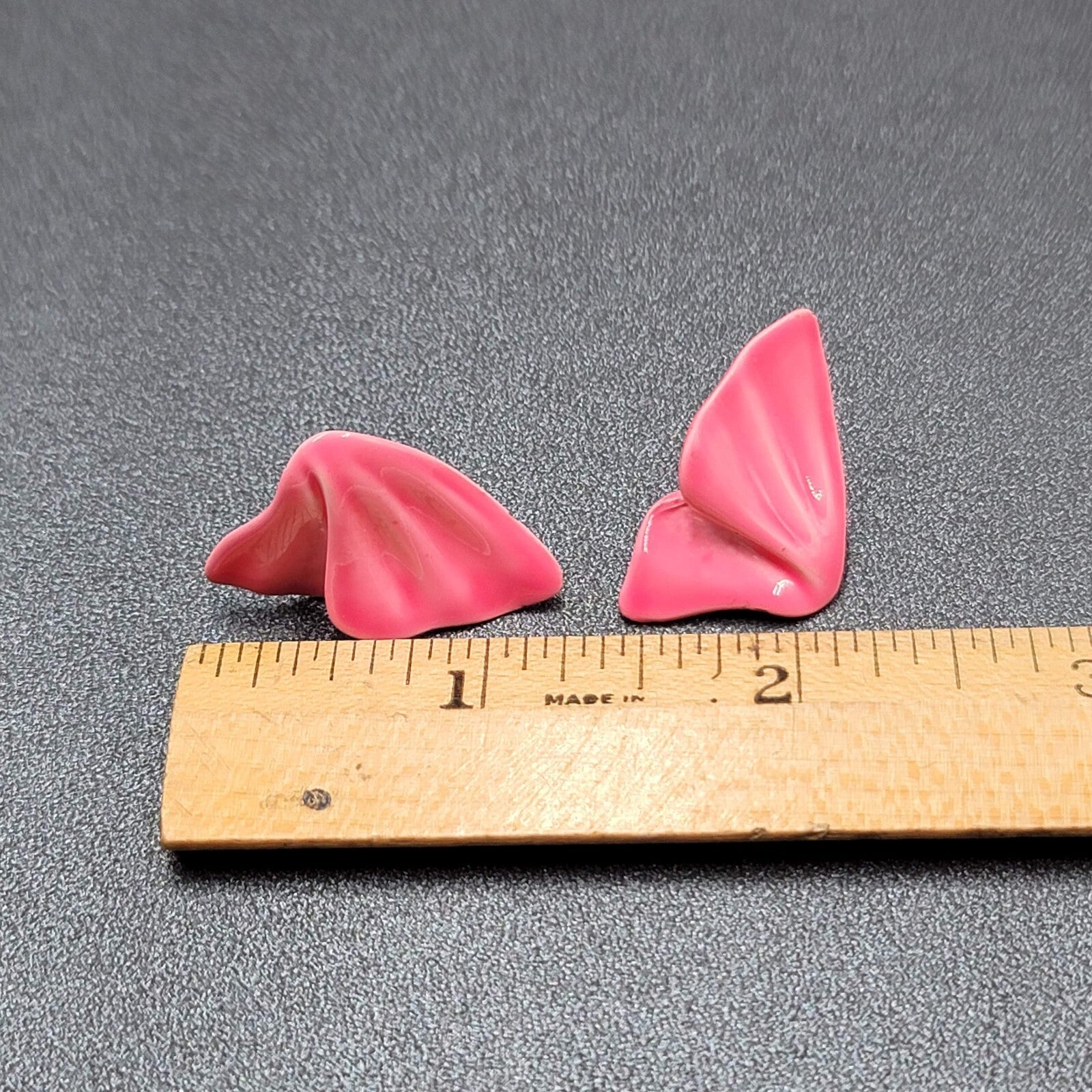 Vintage Pierced Earrings Hot Pink Enamel Statement Drop 1.25"