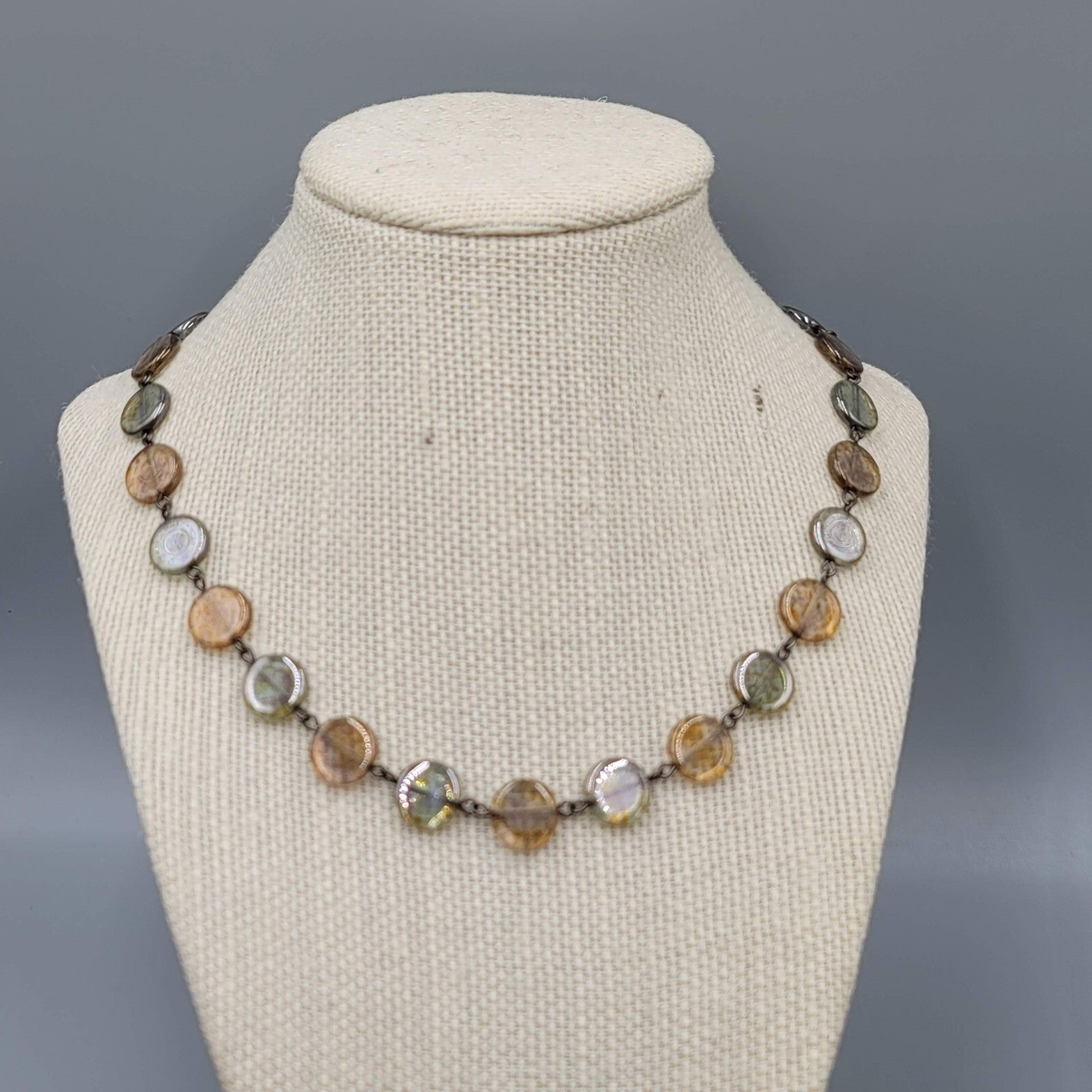 Seasonal Whispers Glass Bead Necklace Black Metal 18" Adj