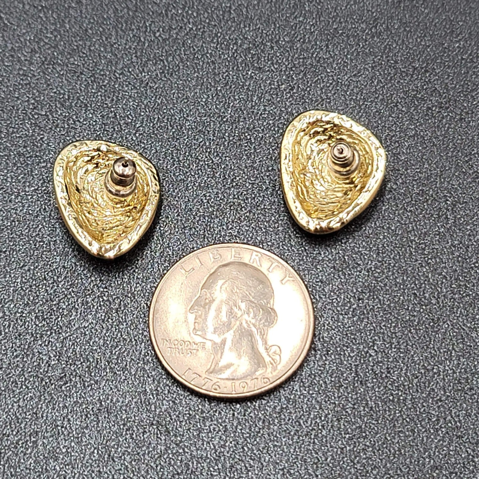 Vintage Pierced Earrings Dark Tan Enamel Gold tone Drop 3/4" 