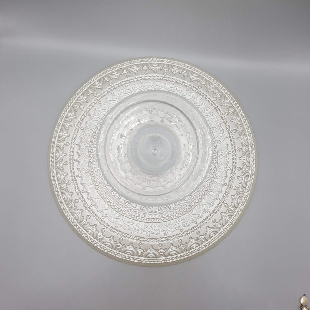 Vintage Painted Turkish Glass Cake Stand with Gold Detailing 10.5 in LOVELY!