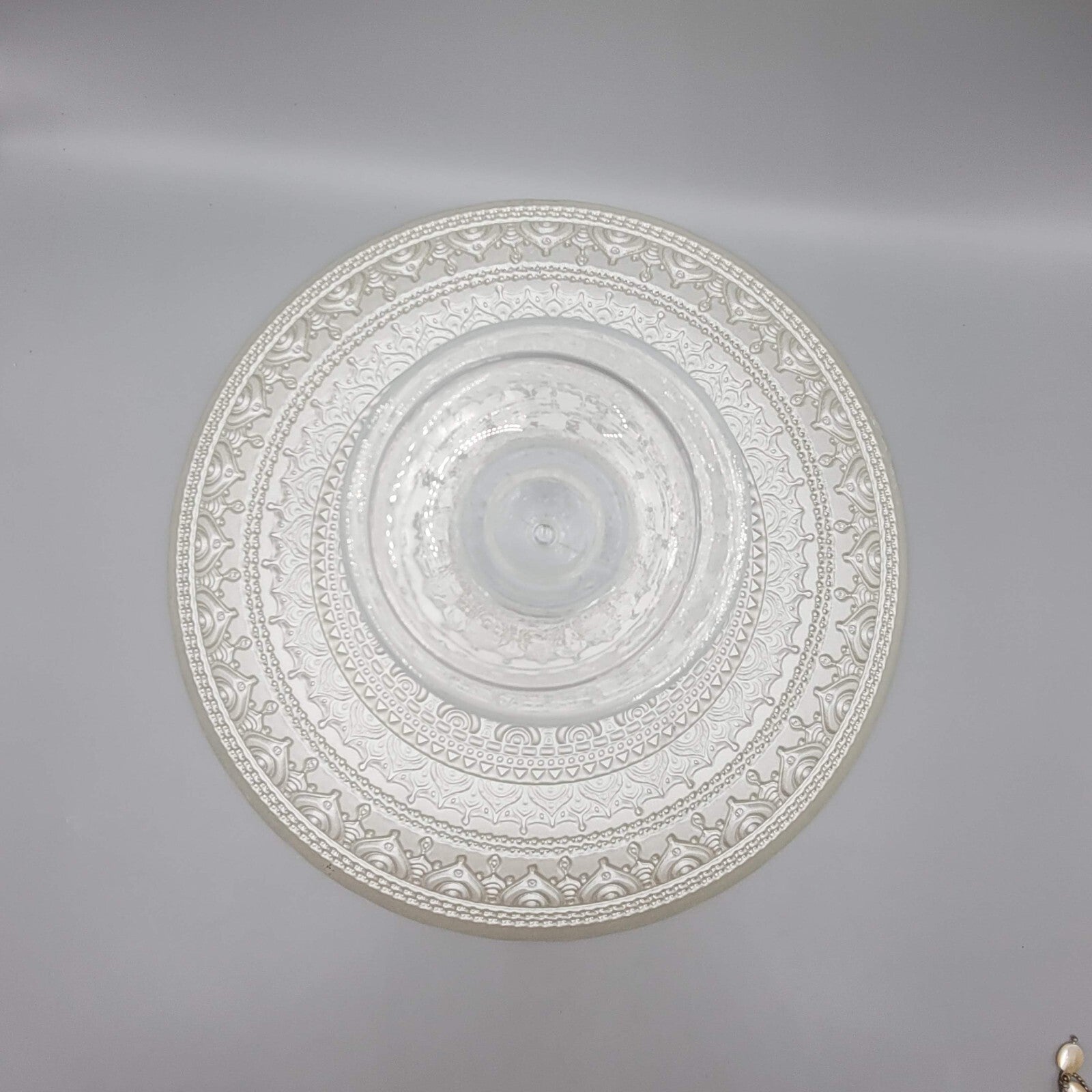 Vintage Painted Turkish Glass Cake Stand with Gold Detailing 10.5 in LOVELY!