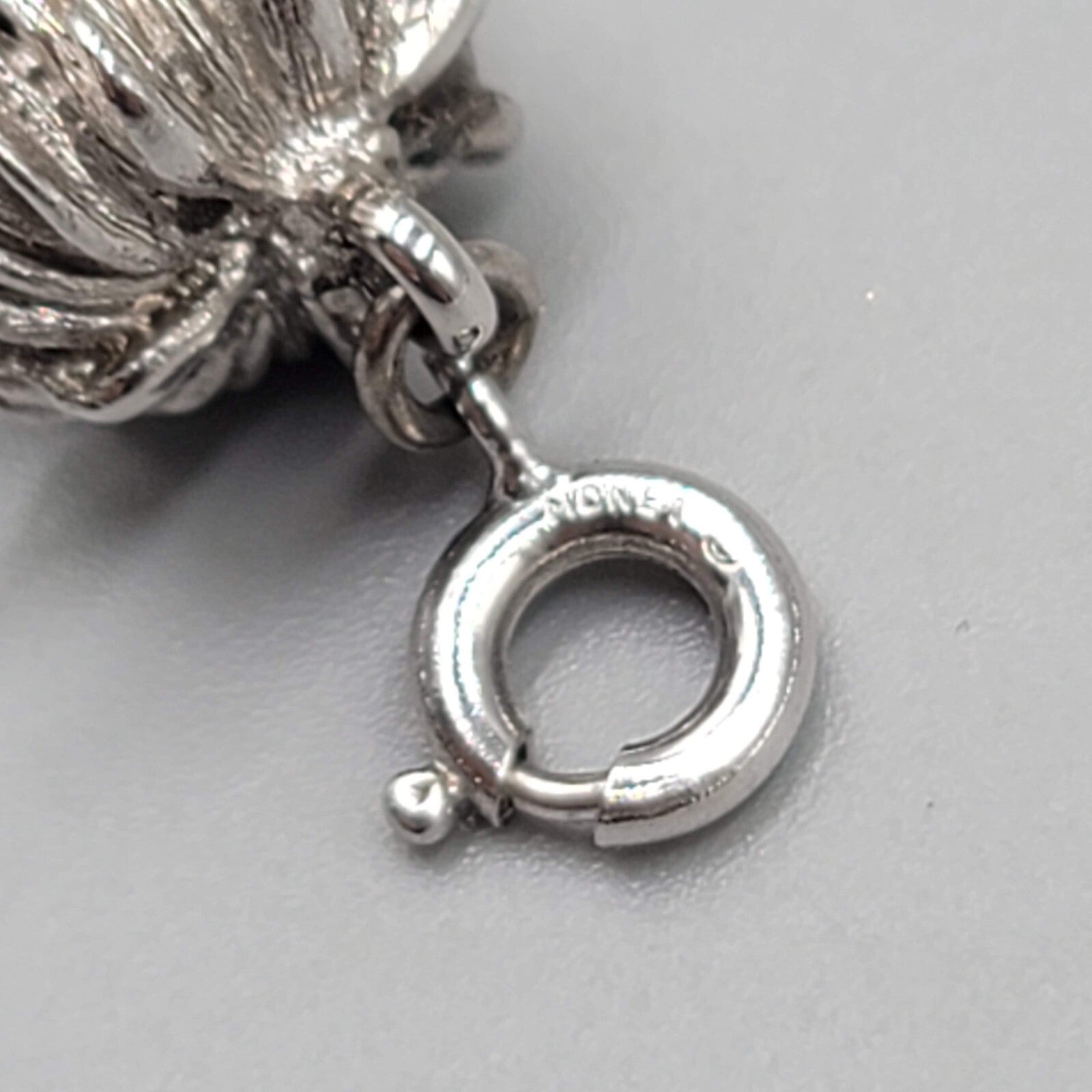 Vintage Monet Dog Charm Silver Tone Dangle Red Rhinestone Eyes 1"