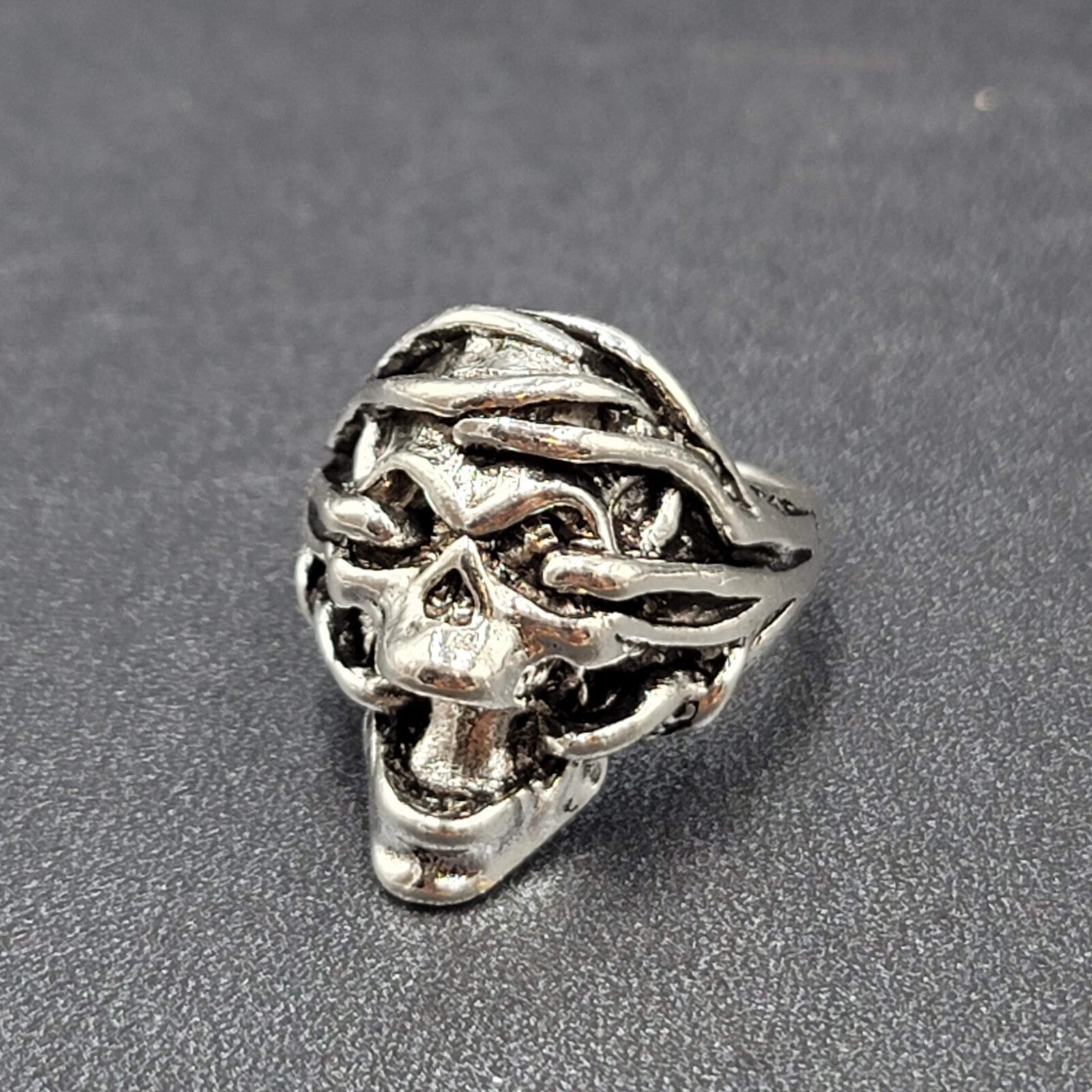 Gothic Biker Screaming Skull Ring Stainless Steel Skeleton Punk Rock sz 9 FS