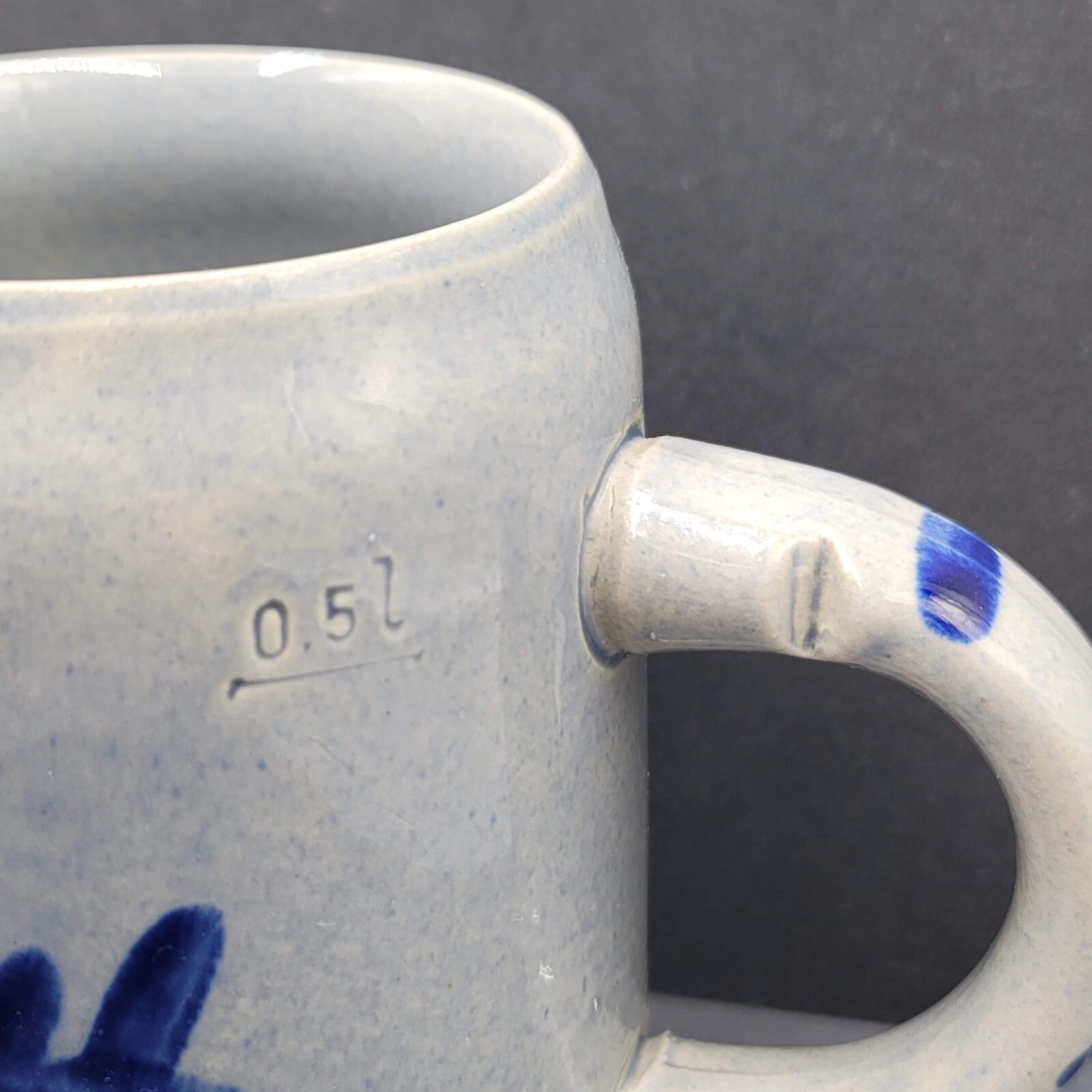 Vintage Pottery Mug Marzi Remy Stein MR Cobalt Blue Salt Glaze Stoneware 0.5L