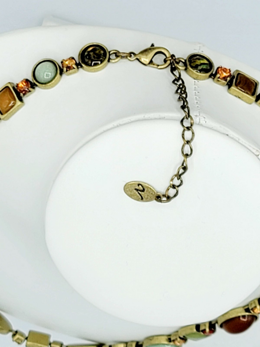 Brushed Goldtone Necklace Hoop Pierced Earrings Set Signed Unknown Mark Modern