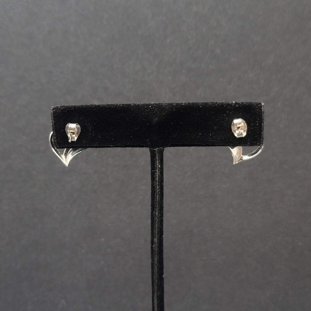 Vintage Pierced Earrings Silver tone Open Heart Studs 1/2"