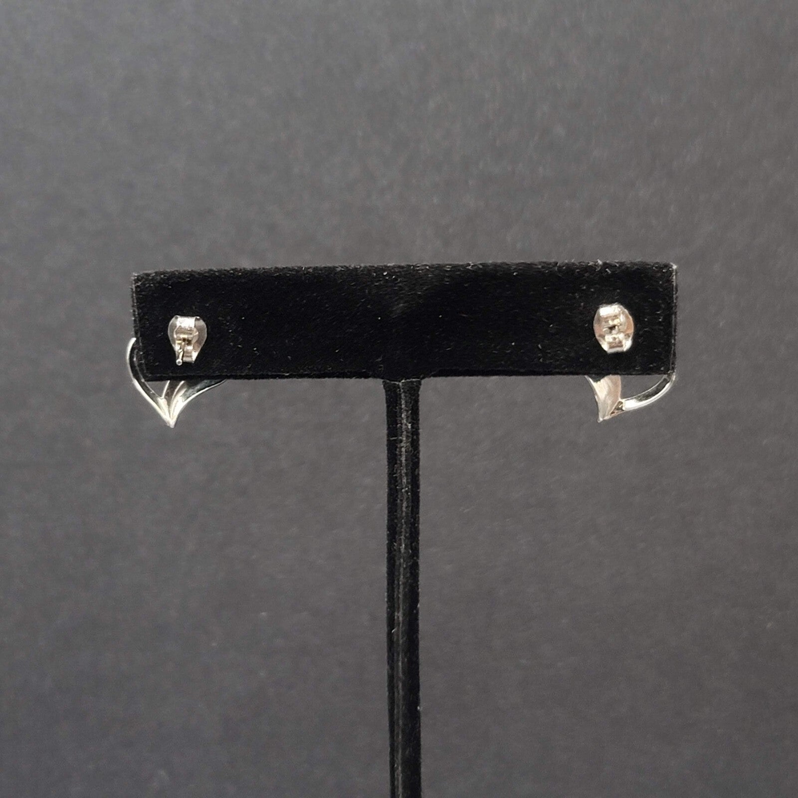 Vintage Pierced Earrings Silver tone Open Heart Studs 1/2"