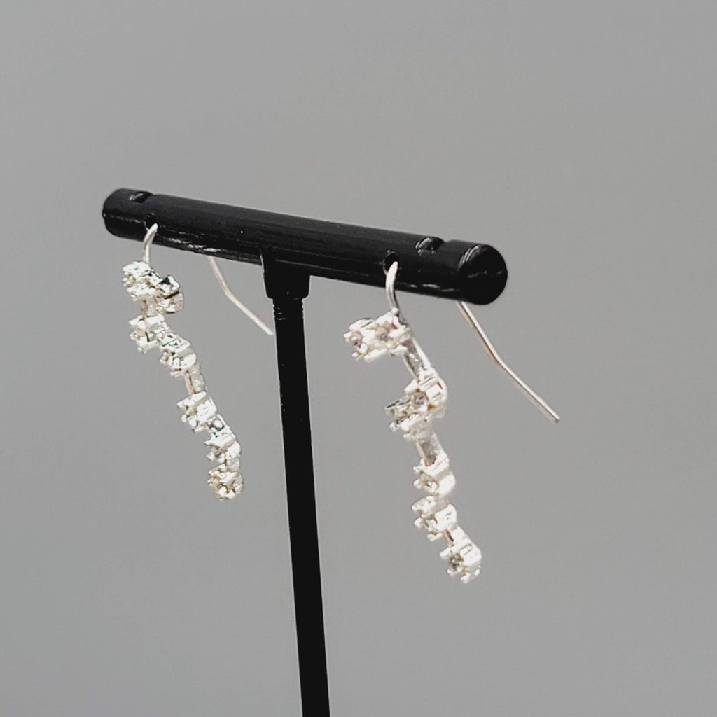 Constellation Rhinestone Pierced Earrings Silver tone Drop 1"