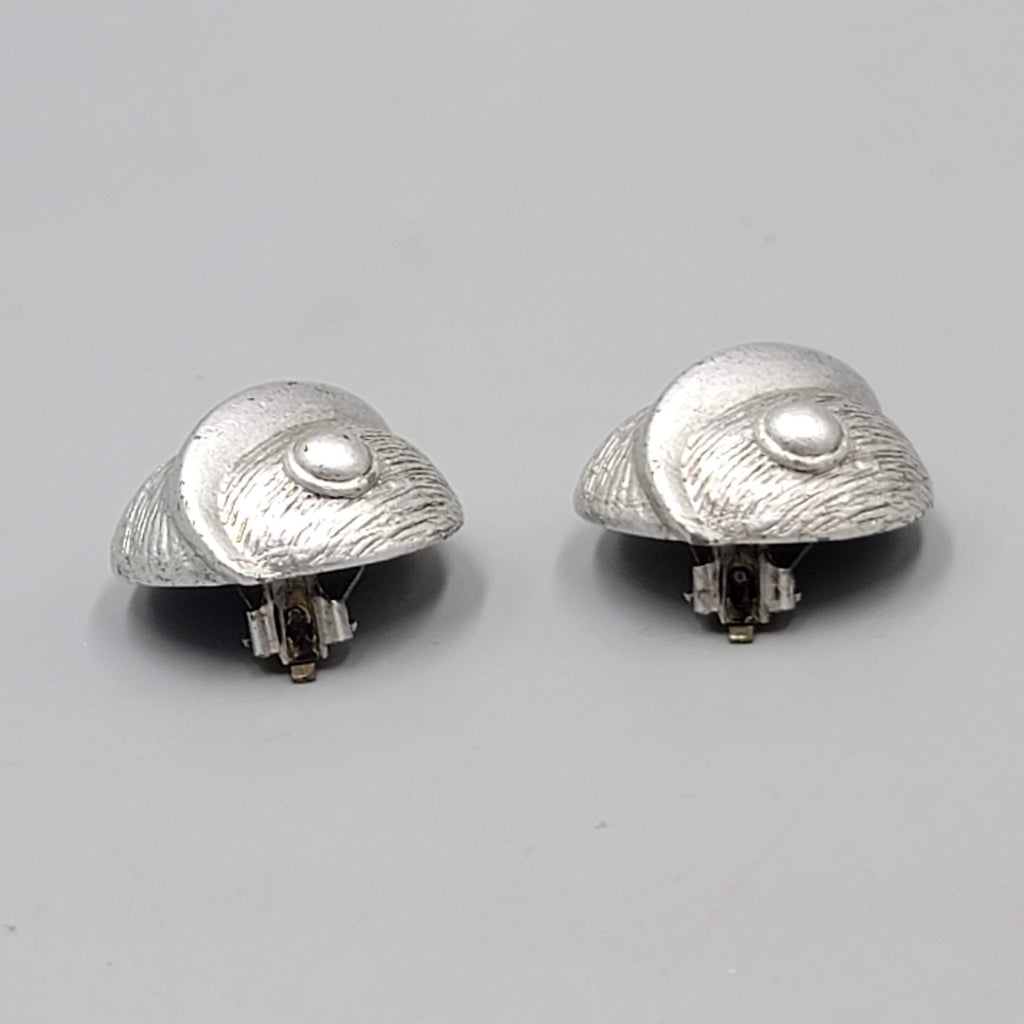 Vintage Large Dome Statement Clip on Earrings Silver tone 1 1/8"