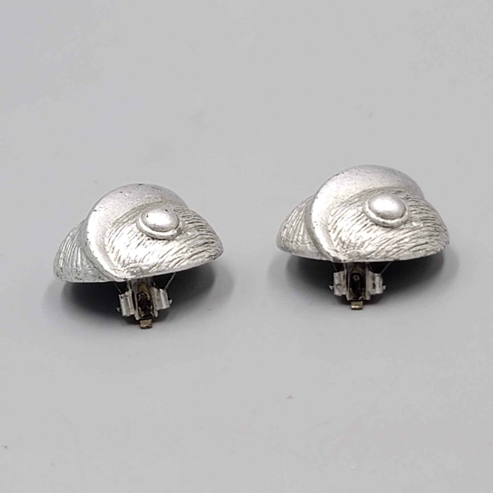 Vintage Large Dome Statement Clip on Earrings Silver tone 1 1/8"