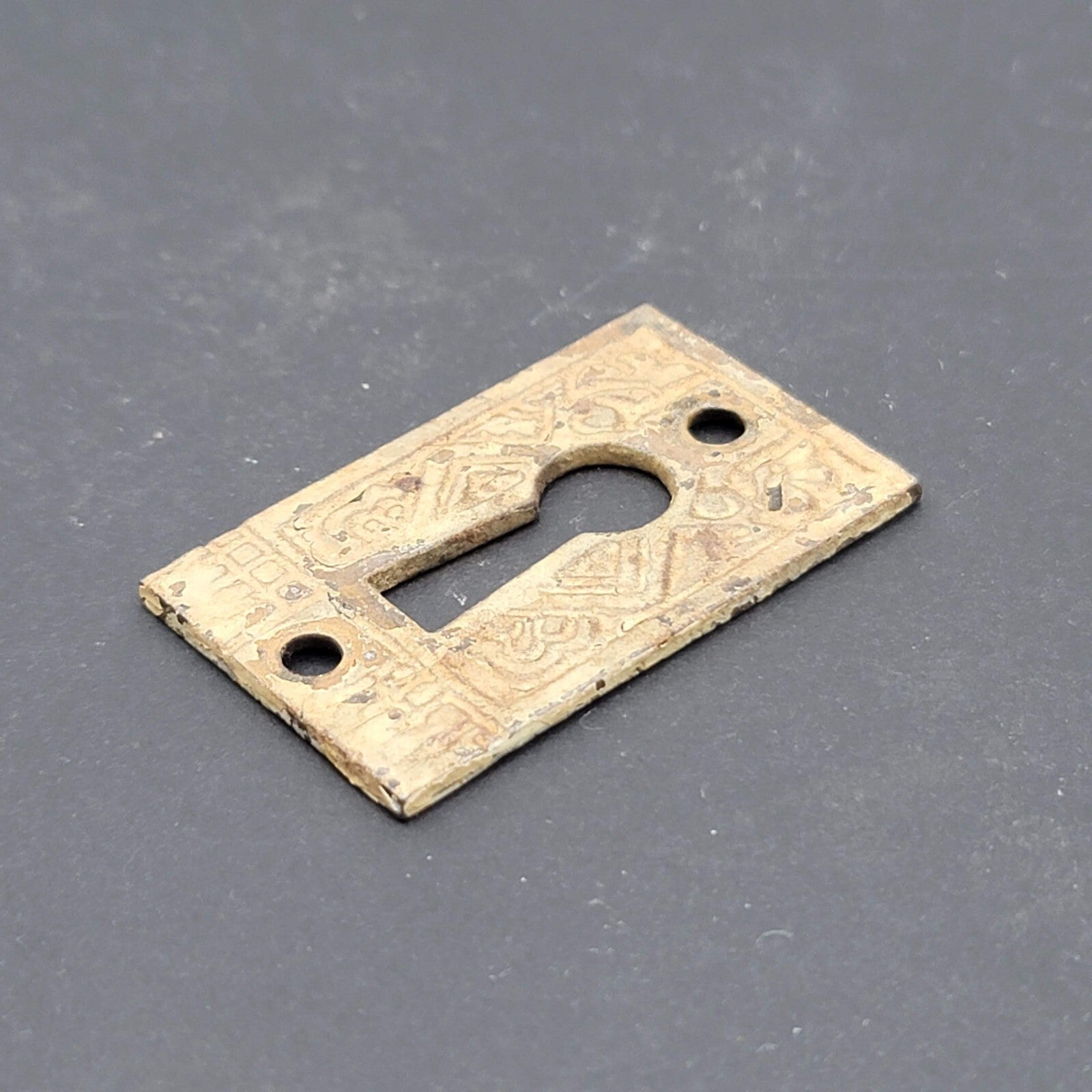 Vintage Ornate Iron Skeleton Key hole Shabby Chic Escutcheon Salvage 1 3/4" x 1"
