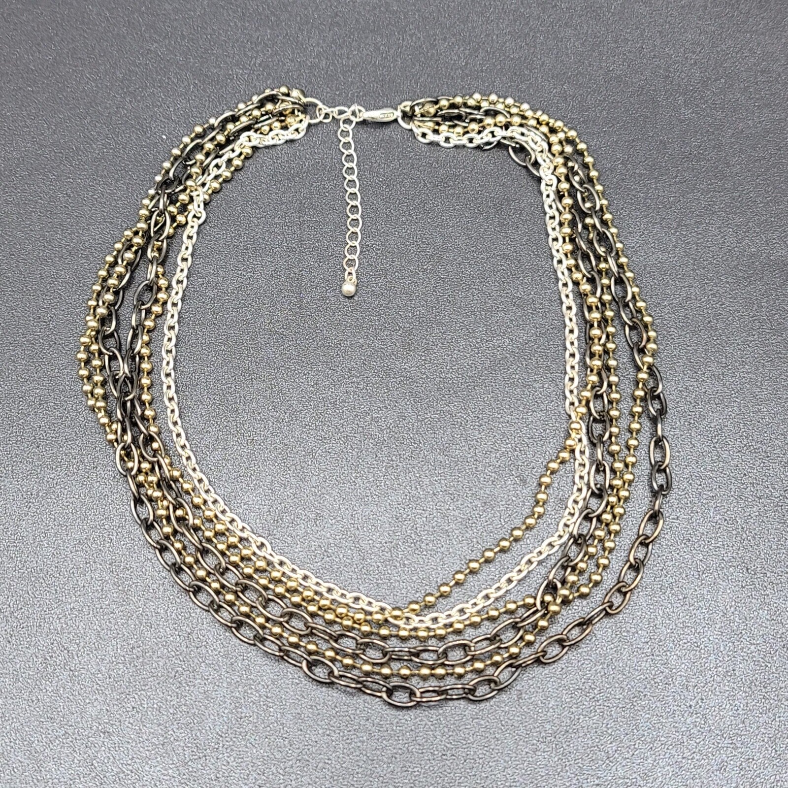 Modern Necklace Multi Color 5 Chain Layered 16-18"