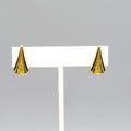 Vintage Clip on Earrings Glitter Gold tone Black Enamel Drop 3/4"