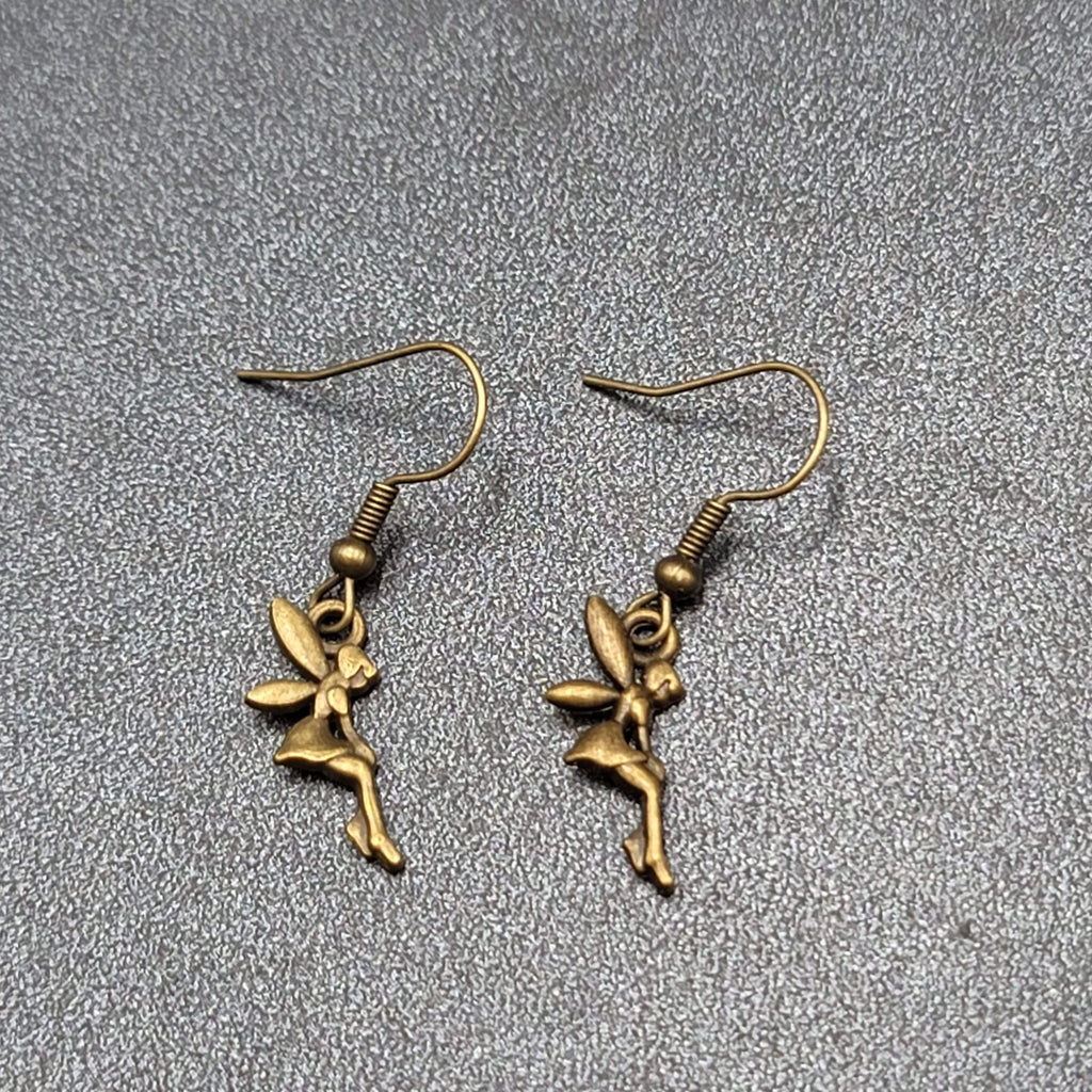 New Fairy Pierced Earrings Bronze tone Dangle 3/4"