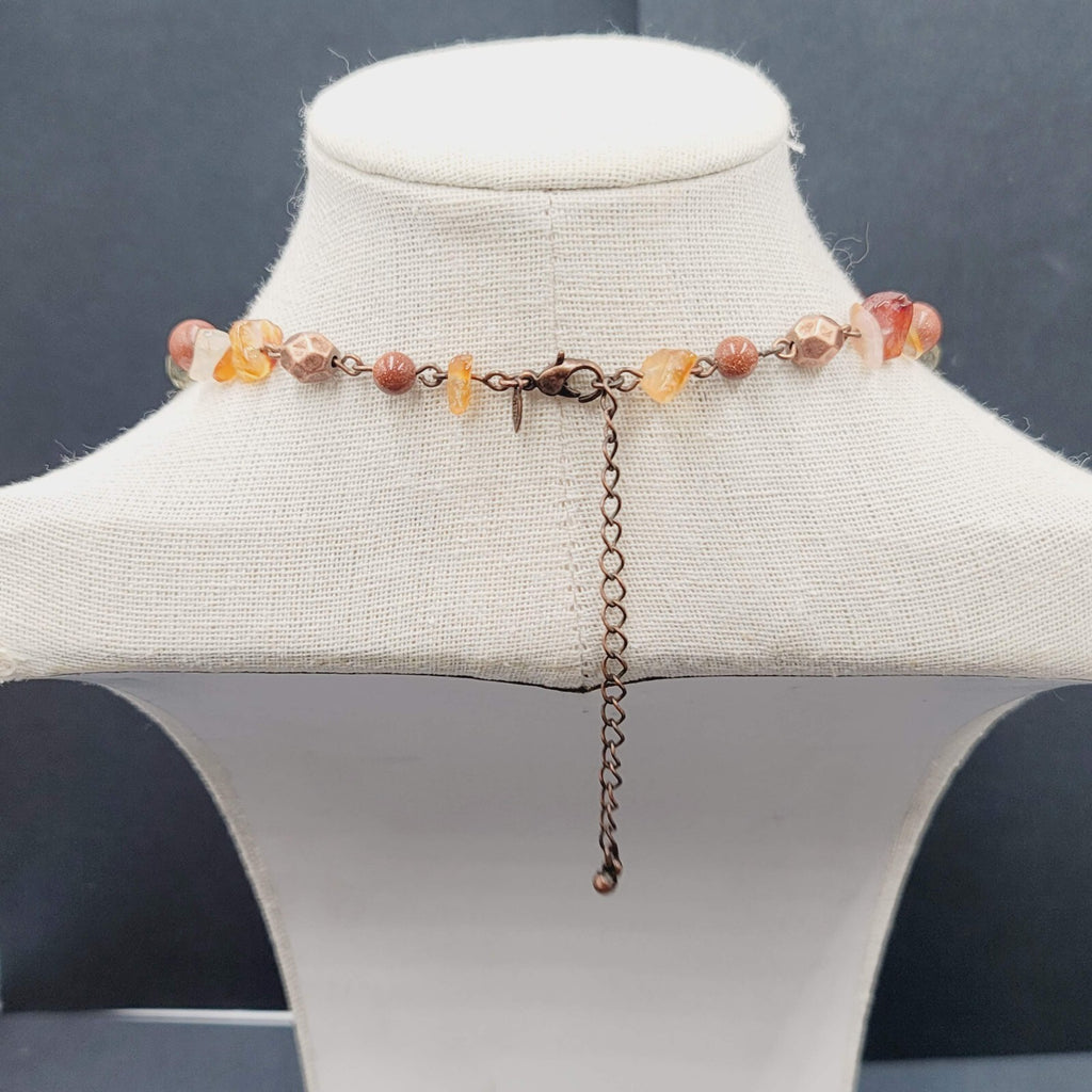 Avon Beaded NecklaceMulti Stone Copper tone 18"-21" Adj
