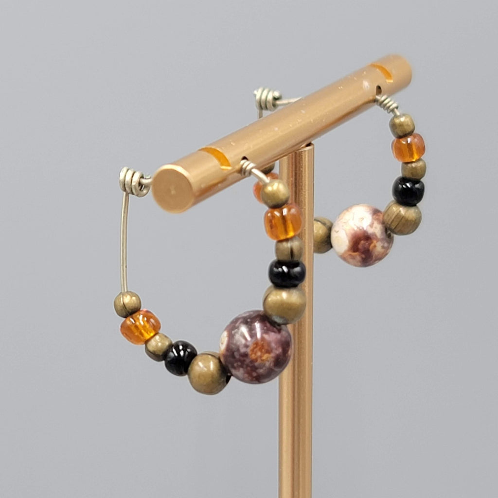 Artisan Clay Beaded Hoops Pierced Earrings 1"