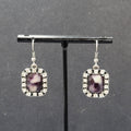Pierced Earrings Silver tone Rhinestone Gray Faceted Dangle 3/4"