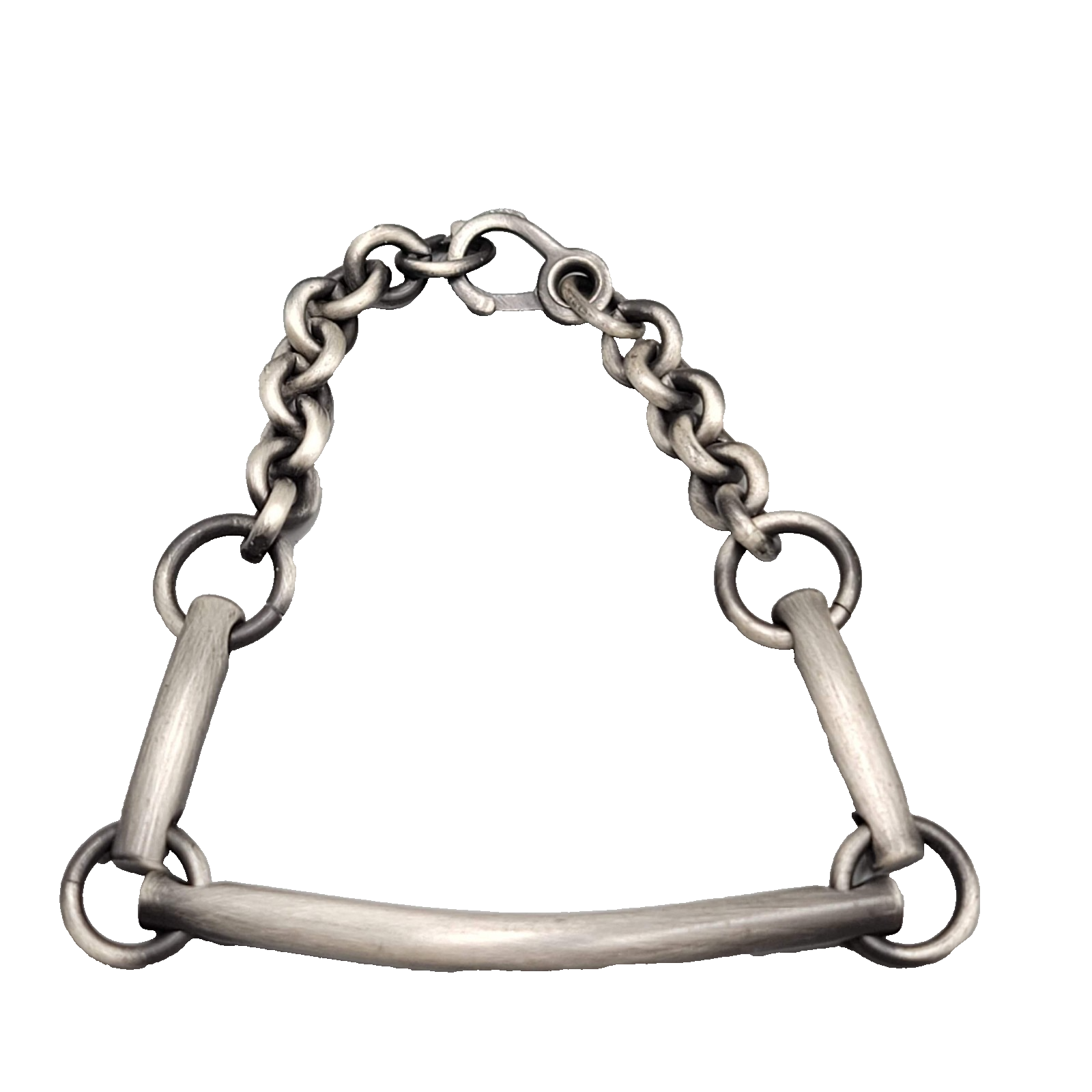 Mens Bracelet Dark Gray Silver tone Bar Link 8.25 in