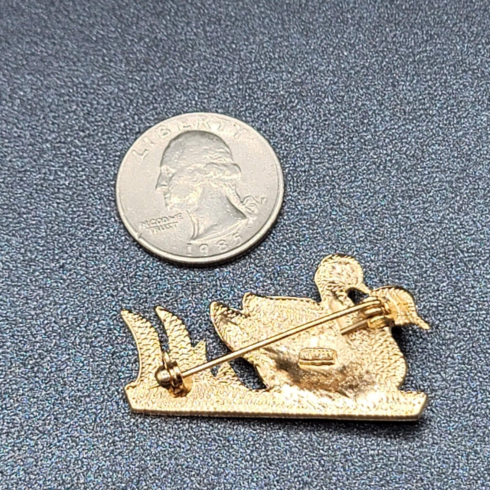 Vintage Roman Brooch Ducks Birds Rhinestones Pin 1 5/8"