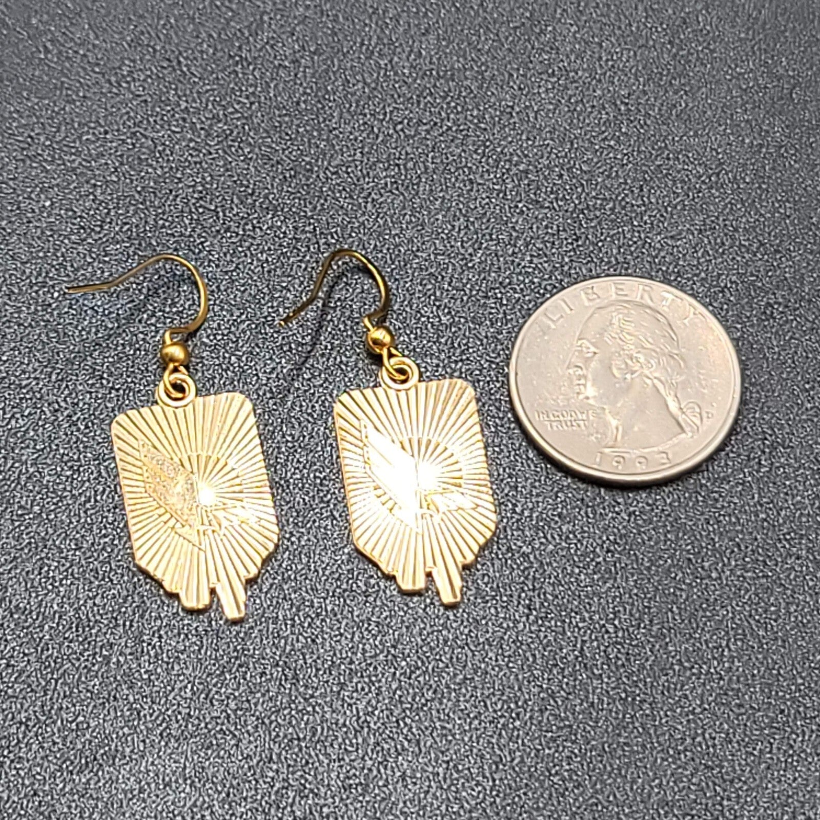 Nurse Pierced Earrings Medical IV Bag Red White Enamel Gold tone Dangle 1"