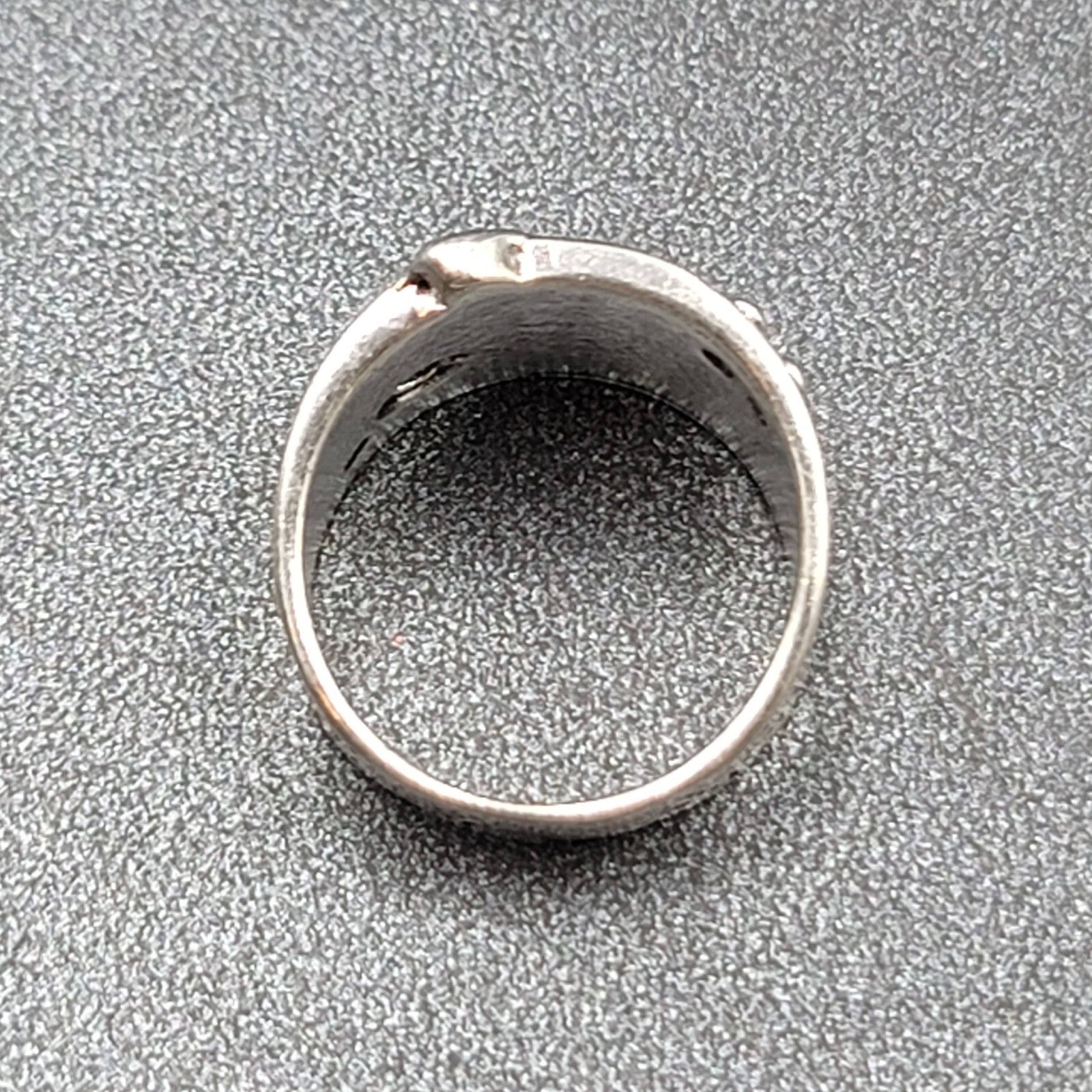 Dragonfly Ring Silver tone Wide Band Blue Crystal Accent Dec Birthstone Sz 9