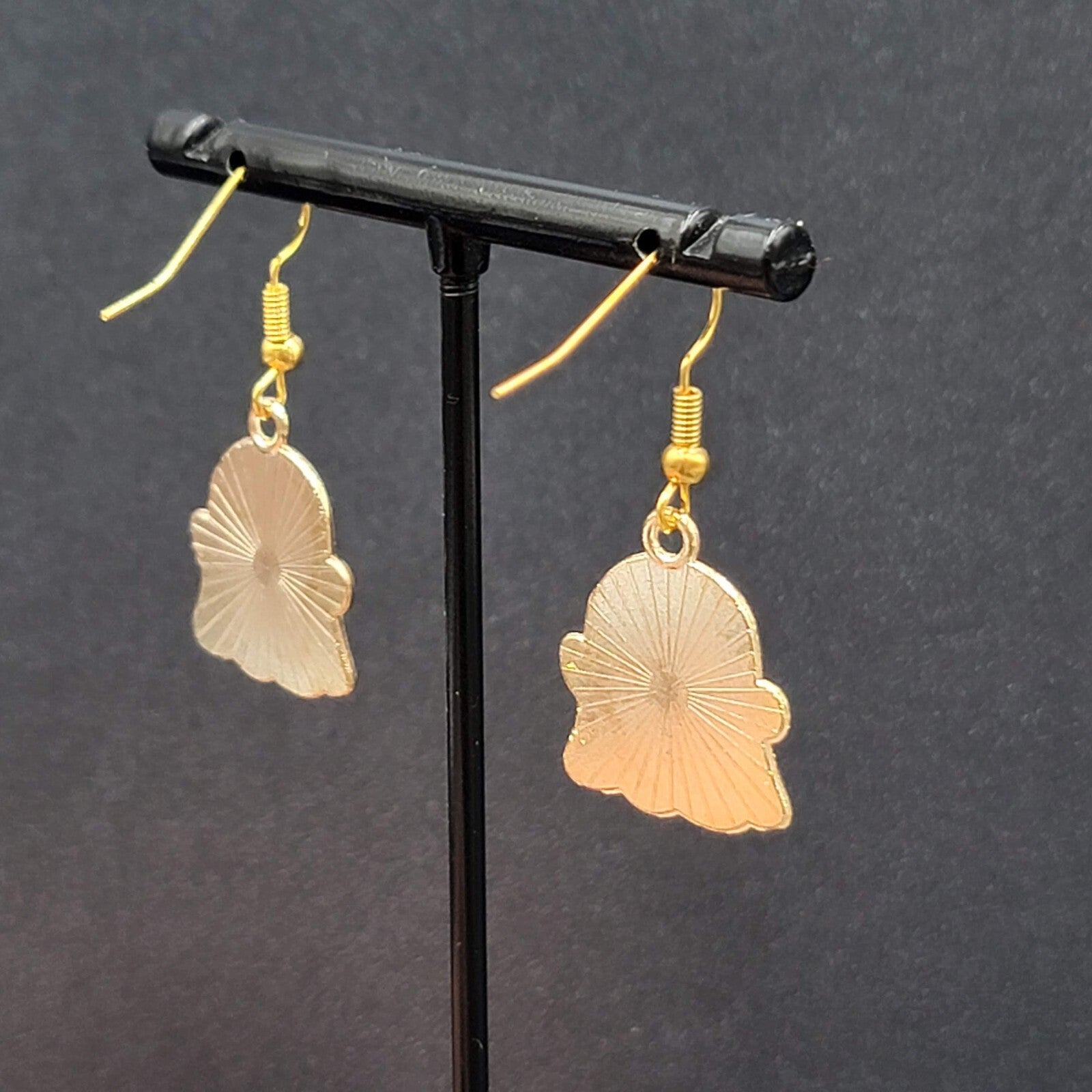 Ghost Halloween Pierced Earrings White Enamel Gold tone Enamel Dangle 3/4"