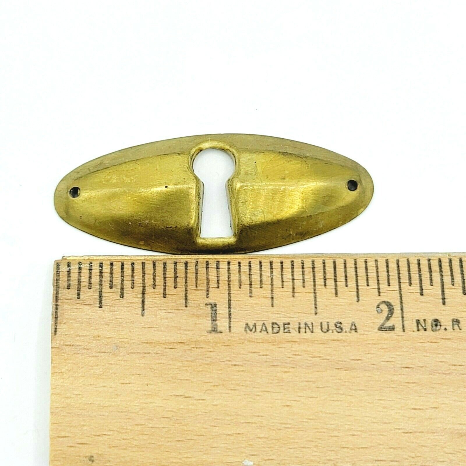 SINGLE Vintage Brass Skeleton Key hole Escutcheon 3/4" x 1 7/8"
