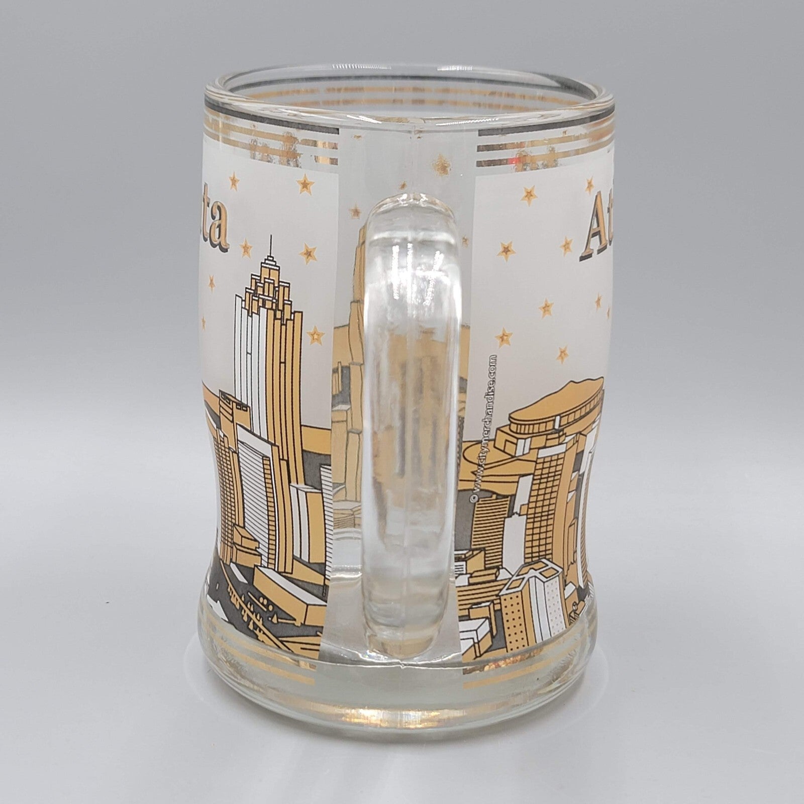 Atlanta Glass Coffee Mug Gold Black Frosted Souvenir