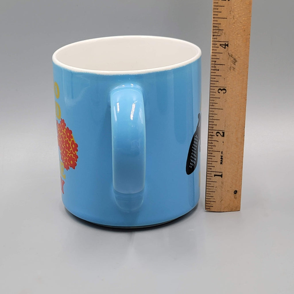 Go Ahead Make My Day Coffee Mug Blue Flowers Funny