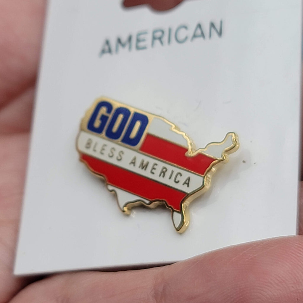 Red White Blue Enamel USA Patriotic God Bless America Flag Pin Brooch 7/8"
