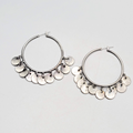Hoopd Gray Disc Accents Pierced Earrings Silver tone Dangle  2 in