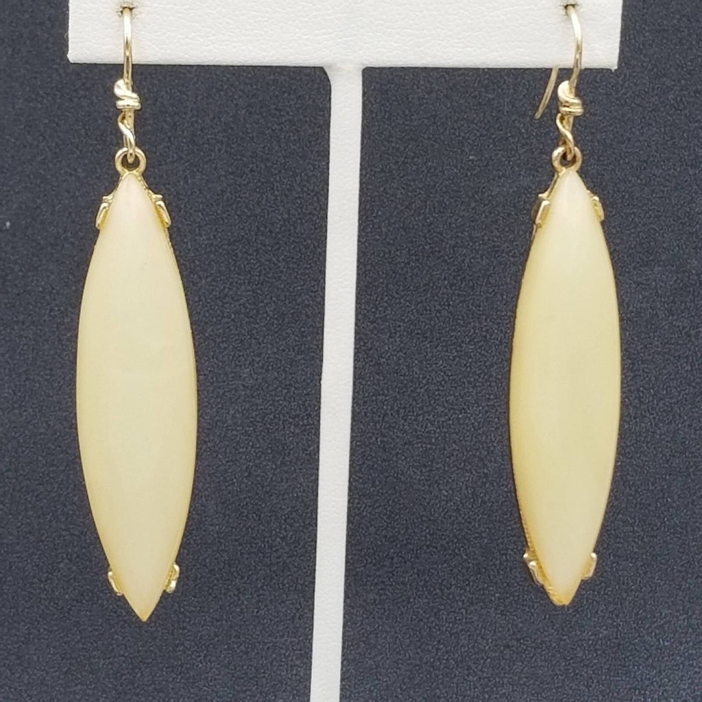Pierced Earrings Gold tone Shimmer Acrylic Dangle 2.25"