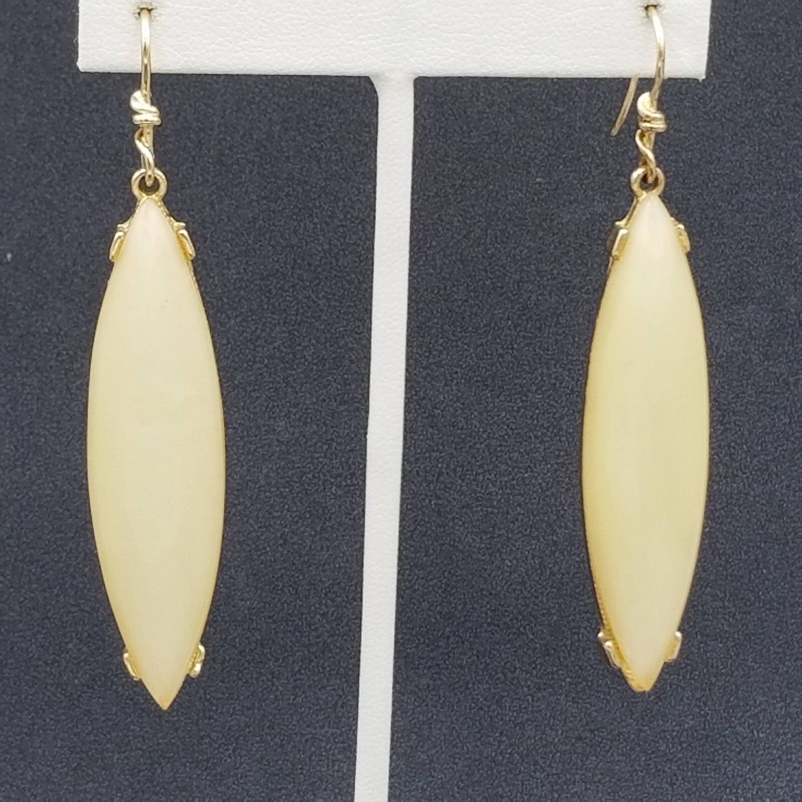 Pierced Earrings Gold tone Shimmer Acrylic Dangle 2.25"