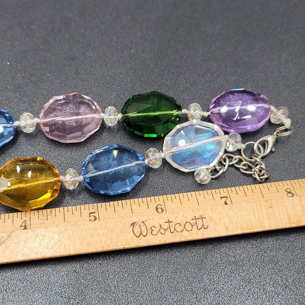 Multicolor Faceted GLASS Beaded Necklace Fun Statement 18" - 20"