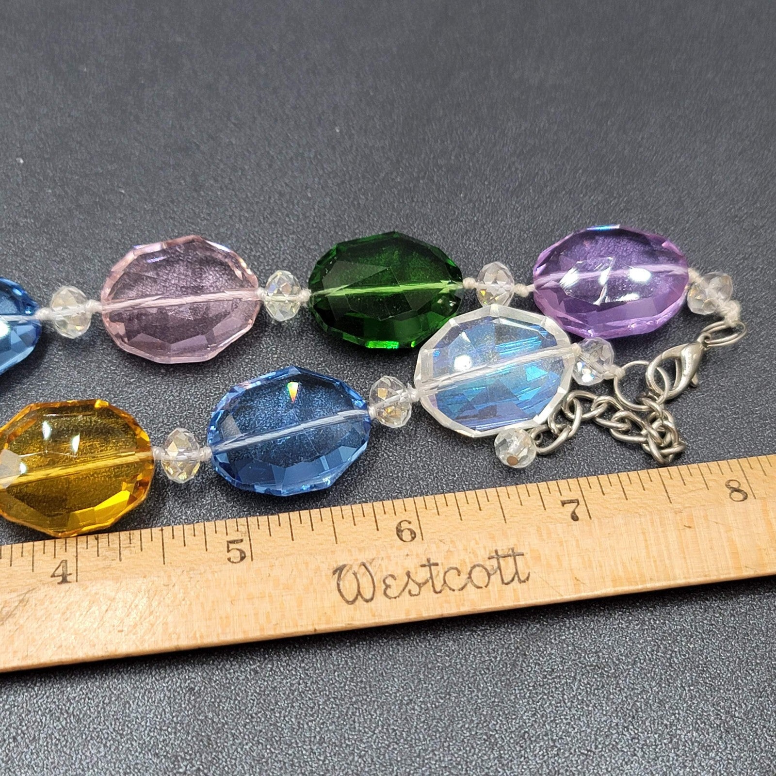 Multicolor Faceted GLASS Beaded Necklace Fun Statement 18" - 20"