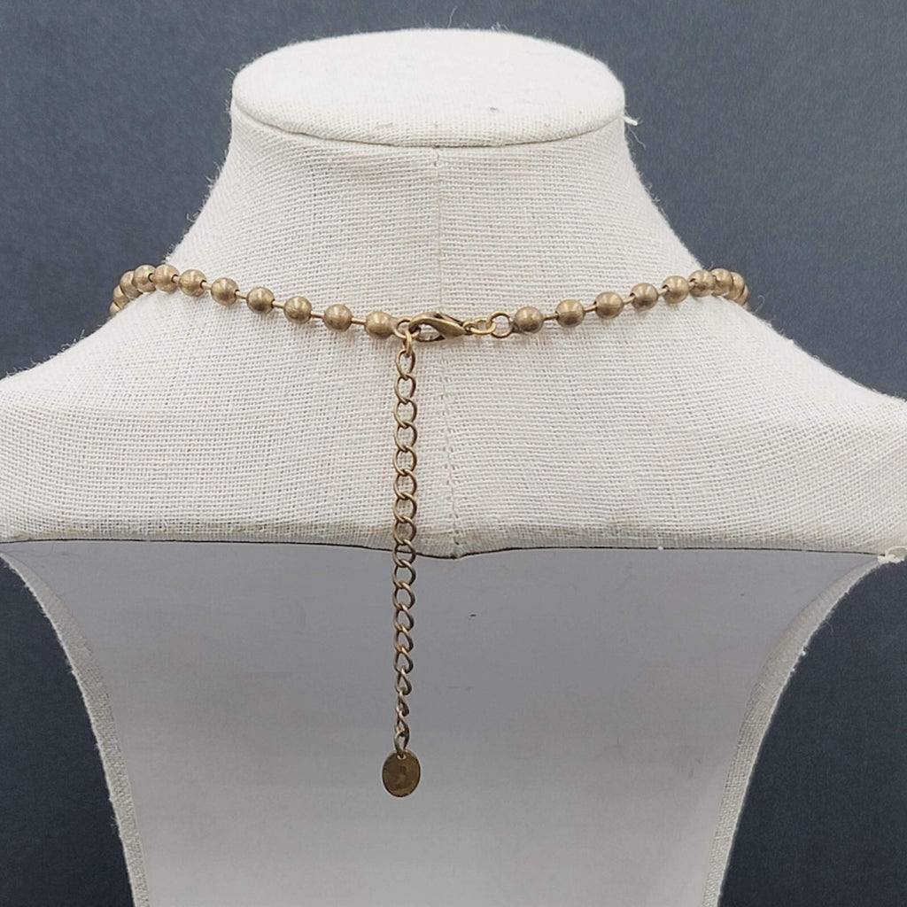 Creazioni Bianco Italy Bead Y Drop Necklace Bronze tone Chain 18-21" + Drop