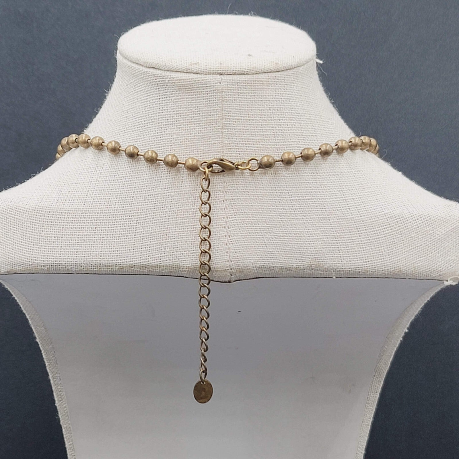 Creazioni Bianco Italy Bead Y Drop Necklace Bronze tone Chain 18-21" + Drop