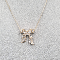 Baublebar Bow Pendant Necklace Gold tone Crystal Rhinestone 18"-20"
